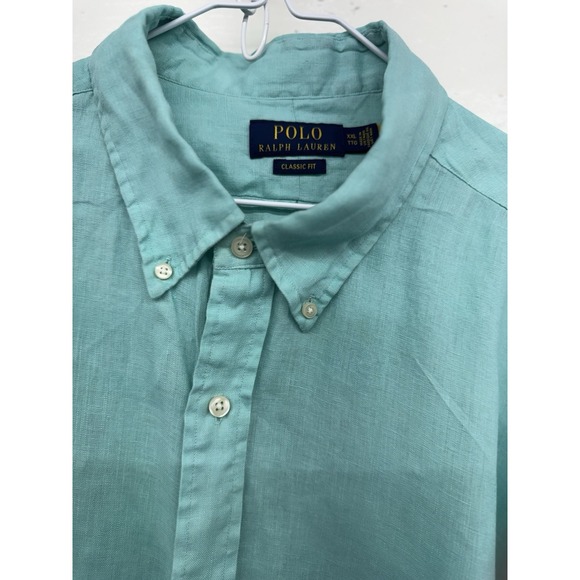 Ralph Lauren men's Teal 100% linen classic fit long sleeve button down size XXL - Picture 2 of 9
